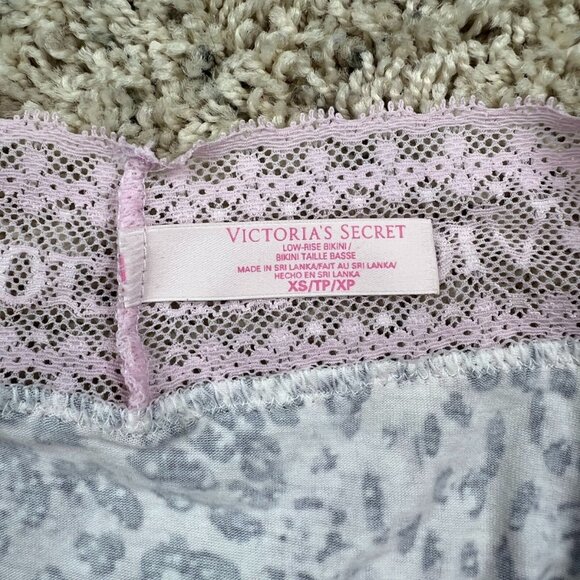 Victorias Secret Low Rise Bikini Pale Pink Cheetah Lace SpellOut Logo XS - Picture 5 of 7